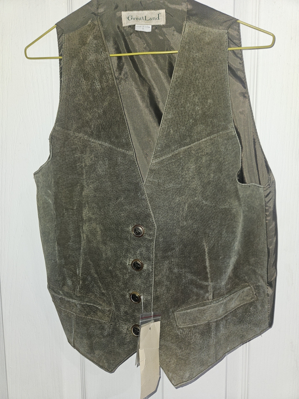 GreatLand Olive Green Leather  Vest